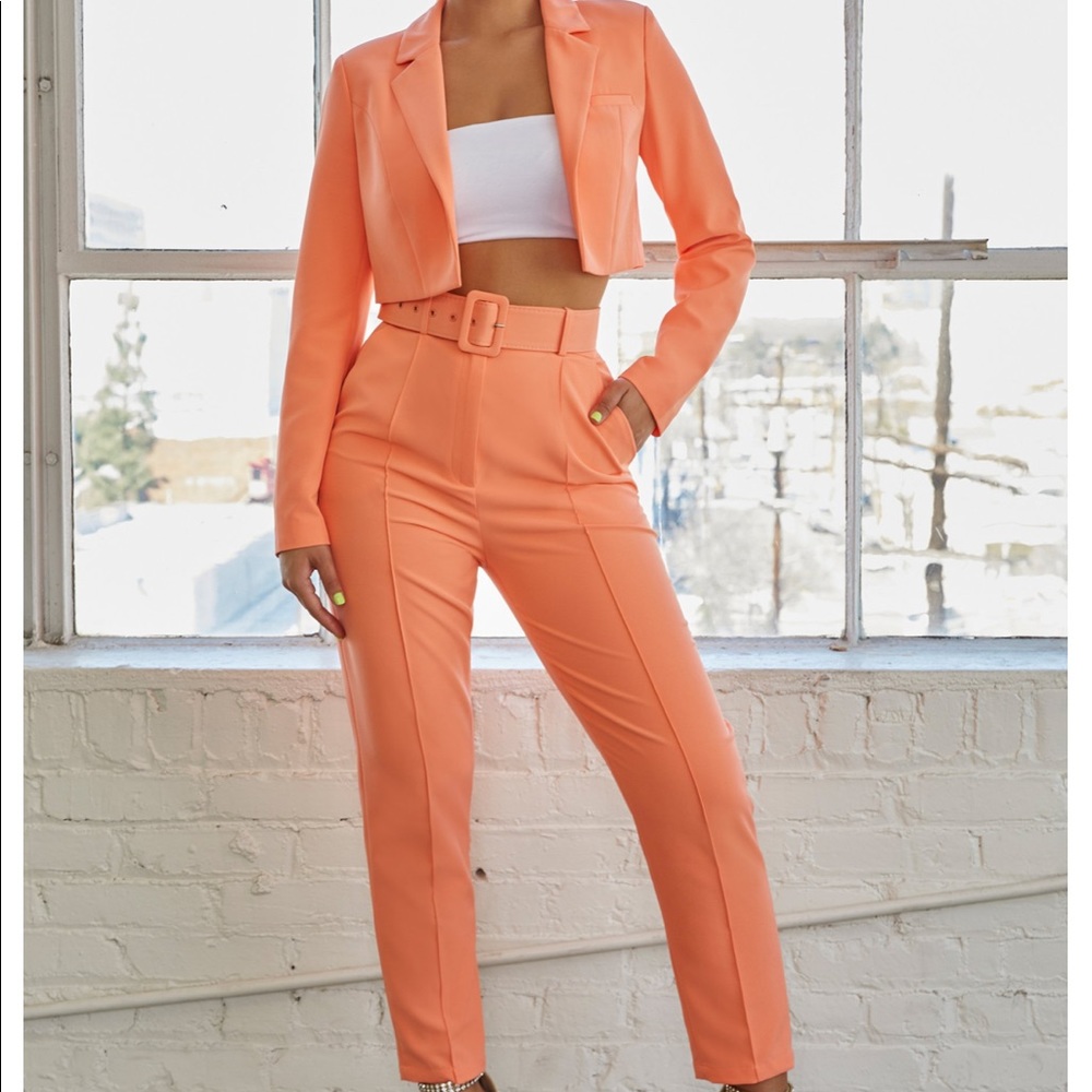 Matching coral pant suit set